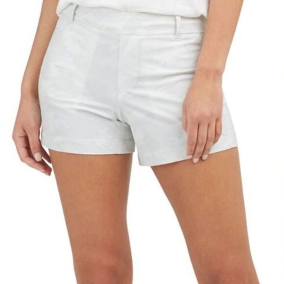 SPANX Sunshine Shorts L White Camo 4"Elastic Waist Pull-on Pockets UPF 50+